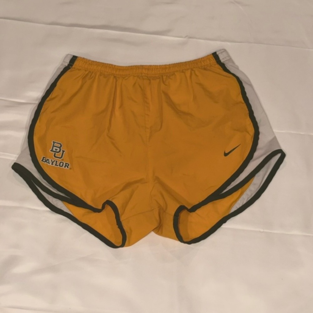 Nike Baylor University BU Running Shorts Womens XS Gold Green Tempo Dri-FIT